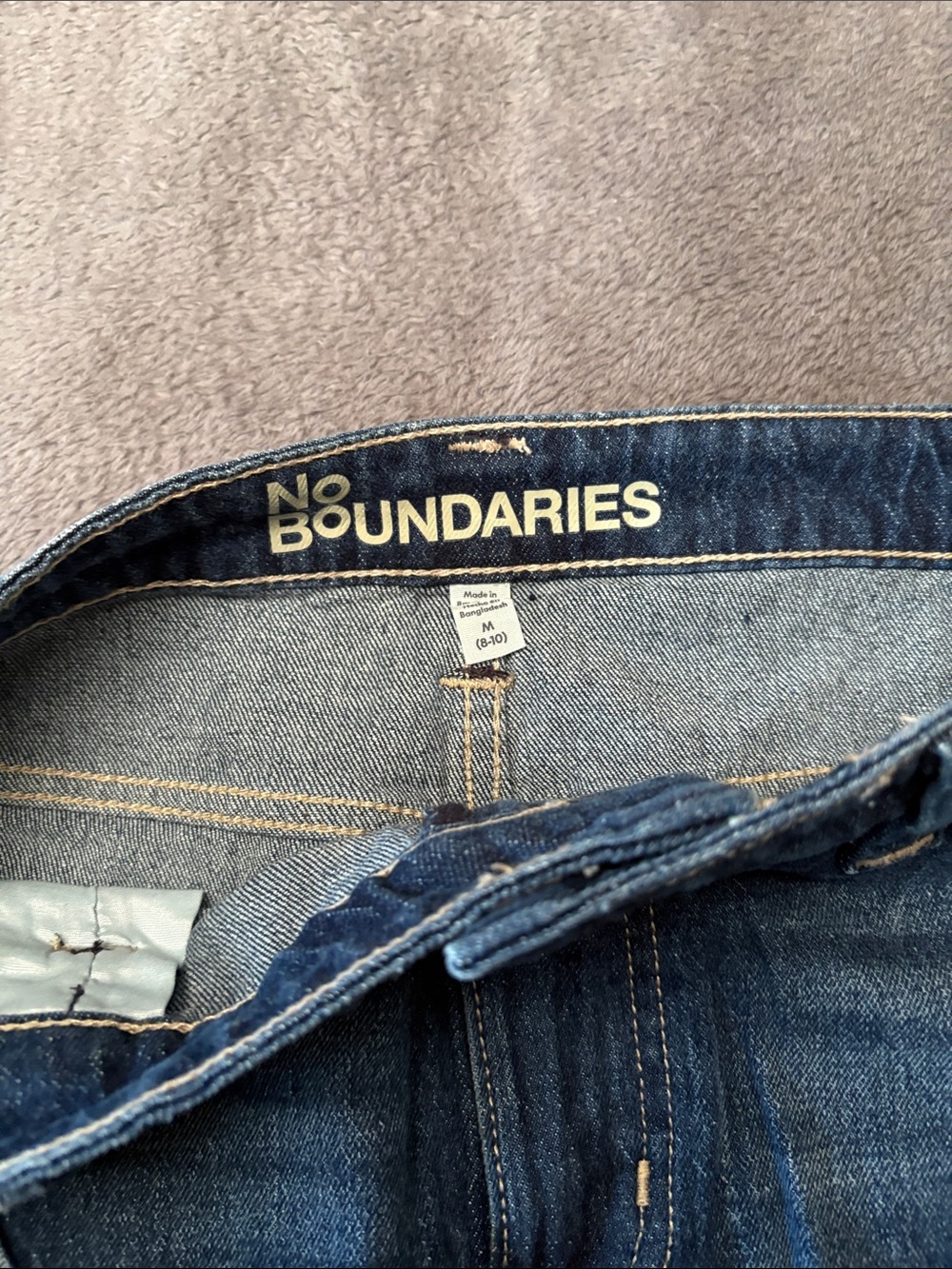 No Boundaries Blue Denim Mini Skirt with Patch Pockets - Picture 3 of 4